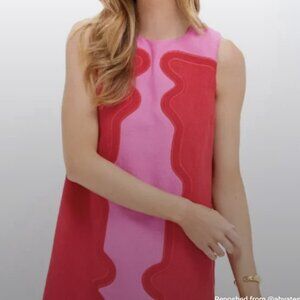 Brand New Tuckernuck Vibrant Red and Pink Wave Midi Dress NWT